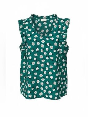 Hailey & Co. Green Floral Sleeveless Blouse – Size Large